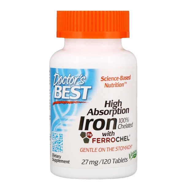 Doctor’s best high absorption iron 27mg 120 tablets