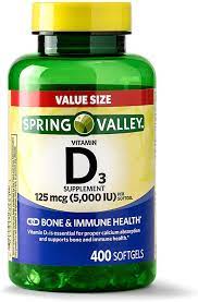 SPRING VALLEY VITAMIN D3 125MCG 400 SOFTGELS