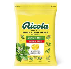 RICOLA LEMON MINT SUGAR FREE 19 WRAPPED GREAT TASTING SOOTHING RELIEF