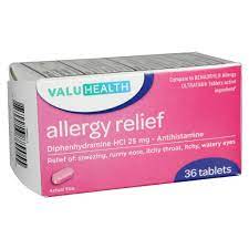 VALU HEALTH ALLERGY RELIEF 36 TABLETS