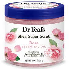 DR TEAL'S SHEA SUGAR SCRUB ROSE ESSENTIAL OIL 538G