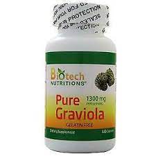 BIOTECH NUTRITIONS PURE GRAVIOLA 120 CAPSULES(1300MG)
