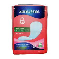 SURE &amp; FRESH MAXI PADS SUPER HEAVY FLOW 16 UNITE
