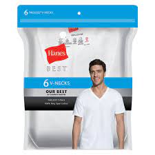 HANES BEST  OUR BEST 6 V-NECKS L