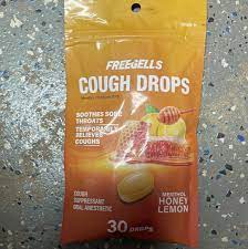 FREEGELLS COUGH DROPS SOOTHES SORE THROATS 30 DROPHONEY LEMON