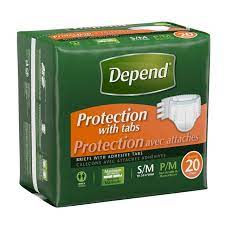 DEPEND PROTECTION WITH TABS 20COUNT CALECONS AVEC ATTACHES ADHESIVES COUCHES