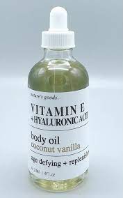 NATURE'S GOODS INFUSED WITH VITAMIN E + HYALURONIC ACID BODY OIL COCONUT VANILLA 118ML