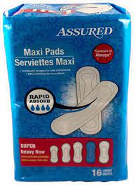 ASSURED MAXI PADS/ SERVIETTES MAXI 16 C COTON PERIODIQUE