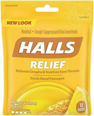 HALLS RELIEF COUGH &amp;SORE THROATS HONEY LEMON FLAVOR