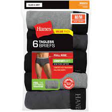 HANES VALUE PACK 6 TAGLESS BRIEFS M/MOYEN FULL RISE