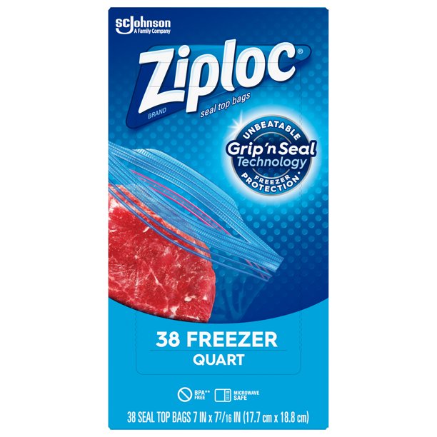 SCJOHNSON ZIPLOC GRIP'N SEAL TECHNOLOGY 38 FREEZER GALLON